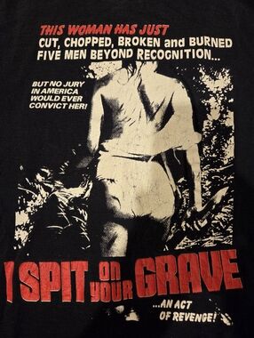 ☠I SPIT ON YOUR GRAVE (MOVIE) - VINTAGE HOMEMADE SLEEVELESS SHIRT - MENS SIZE XL